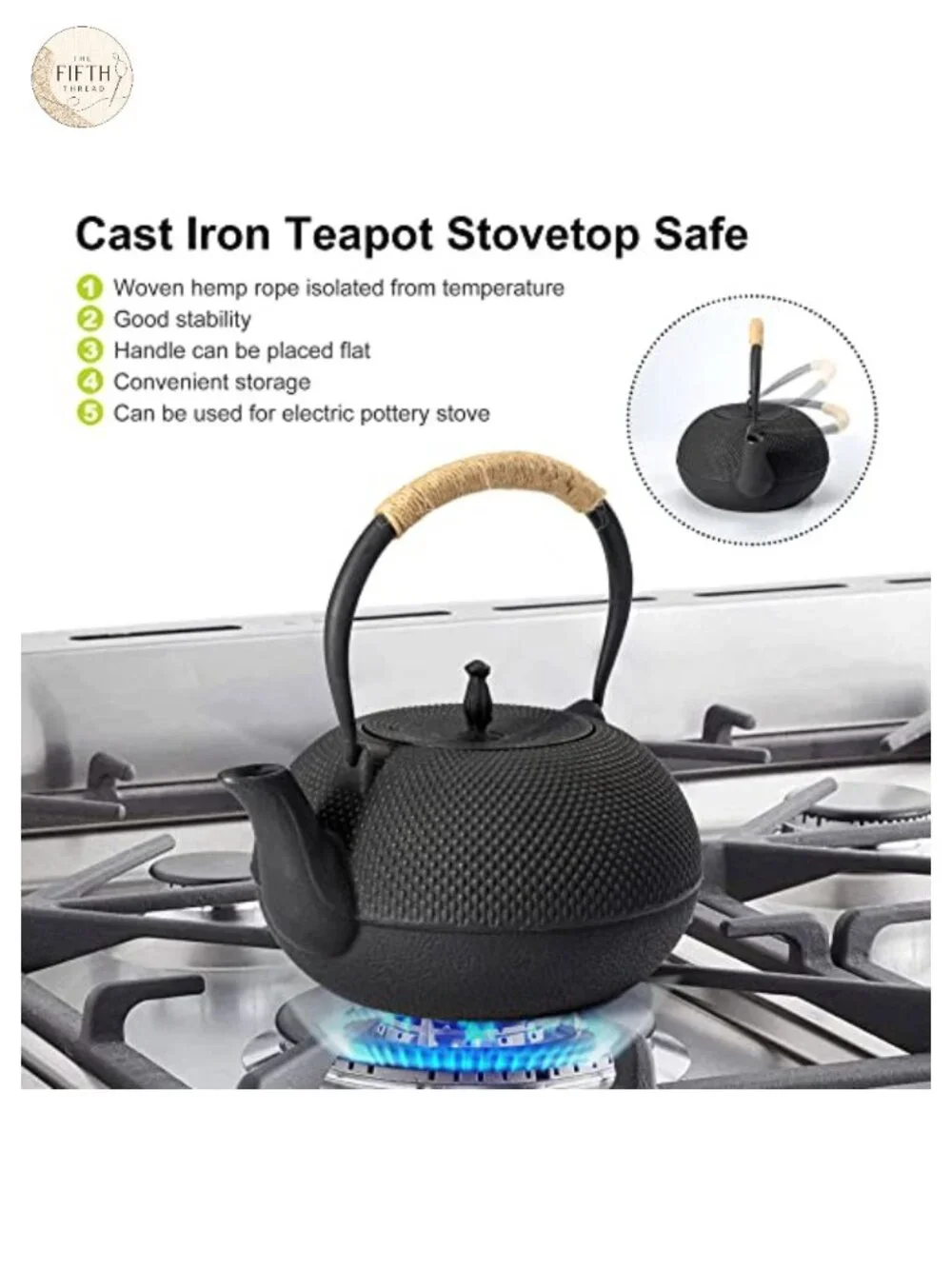 Cast Iron Teapot 60 oz Japanese Tetsubin with Stainless Steel Infuser
